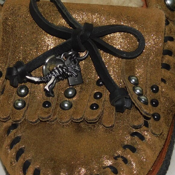 Coach Leather Loafers With Charms And Studs Around The Shoe Size 6B - Picture 3 of 9